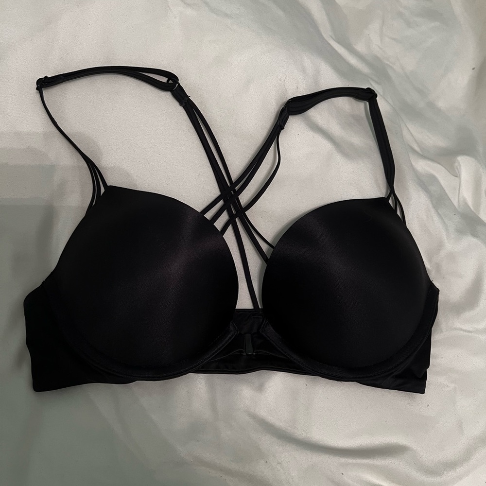 Victoria's Secret Bombshell black push up bra with strappy back